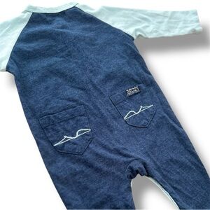 7 For All Mankind Blue and White One Piece Footie 3-6 months